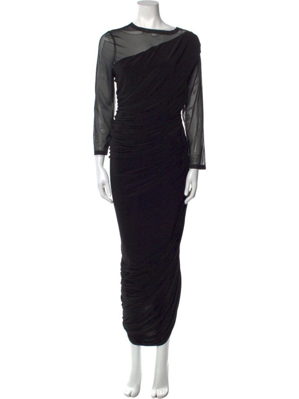 Norma Kamali Black Sheer Sleeve Dress (maternity friendly) slight hole see pic